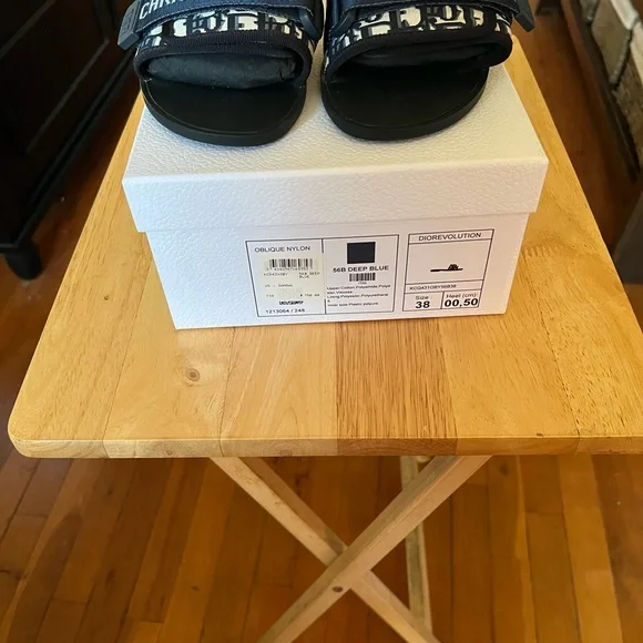 Dior Navy and White Slide Sandals - Picture 3 of 5